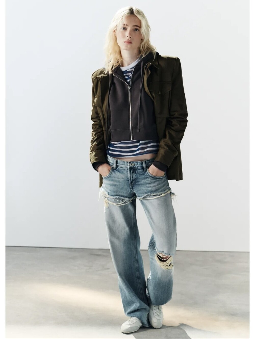 ZARA TRF LOW-RISE STRAIGHT JEANS WIRH DOUBLE-LAYER EFFECT